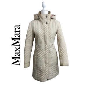 MaxMara Vintage Quilted Jacket Coat with Hood